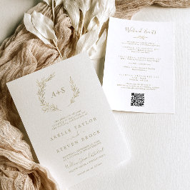 Convites Folha mínima | Casamento de eventos Dourados no fi