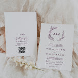 Convites Folha mínima | Casamento do código QR da unidade d<br><div class="desc">Este monograma de berinjela de folha mínima, o convite de casamento de código QR é perfeito para um casamento de boho. A design apresenta uma simples silhueta verde folha em uma cor roxa escura romântica com estilo minimalista de jardim boêmico. Salve o papel, incluindo um código QR para seu convidado...</div>