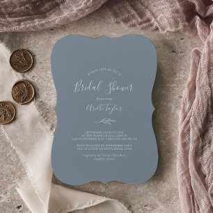 Convites Folha mínima   Chá de panela Azul e Branco