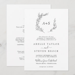 Convites Folha mínima   Cinzas Escuras Todas Num Casamento