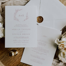 Convites Folha mínima | Dusty Rosa All In One Wedding