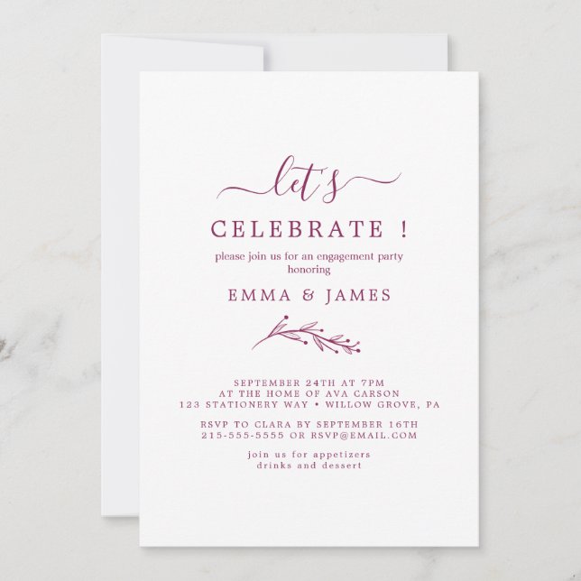 Convites Folha Minimal | Boho Creme Vamos Celebrar  (Frente)