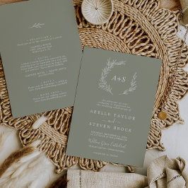 Convites Folha Minimal | Casamento Tudo Em Um Verde Sage Cl