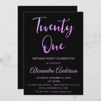 Folha rosa e roxa 21 aniversário de 21 anos