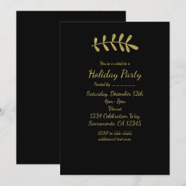 Convites Folha Rústica Dourada Elegante Preta Outono Elegan