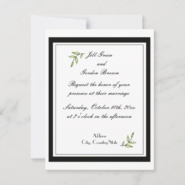 Convites Folha Simplesmente Verde Casamento (Frente)