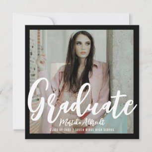 Convites Folha Tópica Verde e preto Graduação de fotos