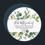 Convites Folha Verde Moderna Bat Mitzvah ou Bar Mitzvah<br><div class="desc">Folha Verde Moderna Bat Mitzvah ou Bar Mitzvah Convite Linda Flores de Borgonha</div>