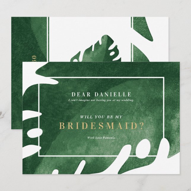 Convites Folha verde-tropical elegante (Frente/Verso)