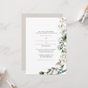 Convites Folhagem & Algodão Casamento Moderno