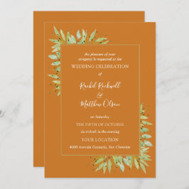 Convites Folhagem Botânica do Casamento Ochre