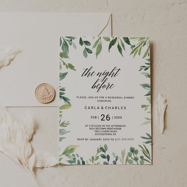 Convites Folhagem Botânica Moderna Na Noite Anterior (Criador carregado)