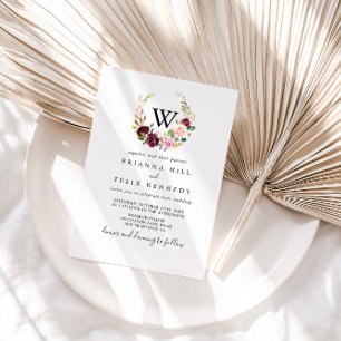 Convites Folhagem Botânica Rústica Monograma Casamento