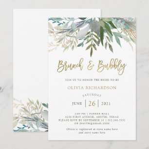 Convites Folhagem Chic   Brunch e Bubble