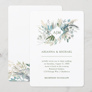 Convites Folhagem Chic   Casamento Monograma