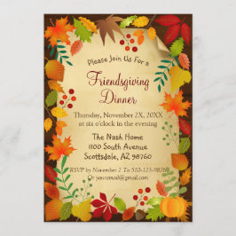 Convites Folhagem Colorida De Outono Para Ação De Graças