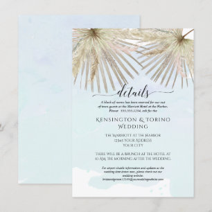 Convites Folhagem da Selva da Palma Boho Detalhes Azuis à B