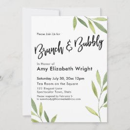 Convites Folhagem de Aquarela Verde Brunch e Borracha