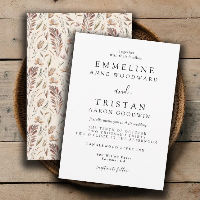 Convites Folhagem de Boho Autumn | Casamento Botânico (Criador carregado)
