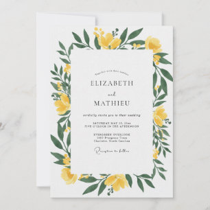 Convites Folhagem de Eucalipto Amarelo Mostarda Casamento