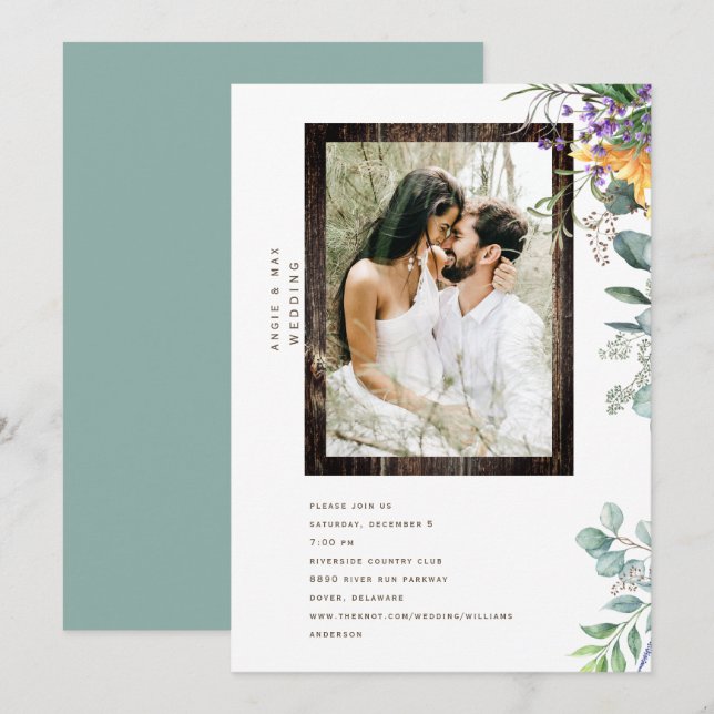 Convites Folhagem de Fotografias de Moldes Modernos de Made (Frente/Verso)