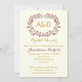 Convites Folhagem de Marsala e chá de panela de casamento