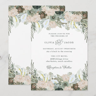 Convites Folhagem e Floral   Sage Green Wedding