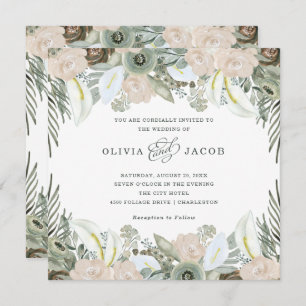 Convites Folhagem e Floral   Sage Green Wedding