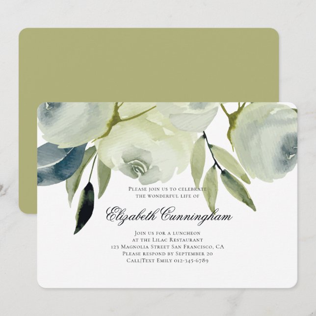 Convites Folhagem e Folhagem do Memorial Funeral (Frente/Verso)