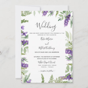 Convites Folhagem Elegante & Casamento Lavanda