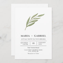 Convites Folhagem elegante. Casamento moderno simples