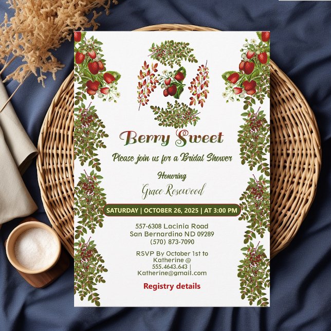Convites Folhagem em queda livre Outono Berry Chá de panela (Cute Fall Foliage Autumn Berry Sweet Bridal Shower Invitation)