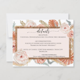 Convites Folhagem Floral Boho Desert Pampas Detalhes do Cas