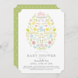 Convites Folhagem Floral Chá de fraldas de Coelhão de Ovos