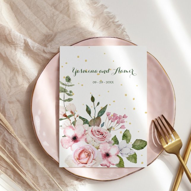 Convites Folhagem Floral Elegante do Casamento Islâmico Bis (Criador carregado)