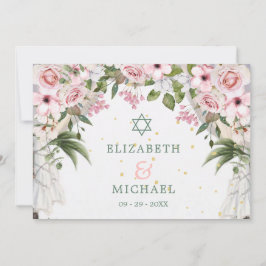 Convites Folhagem Floral Judaica de Casamento