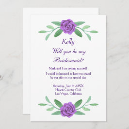 Convites Folhagem Floral Roxa Placa Bridesmaid