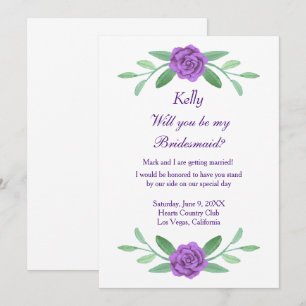 Convites Folhagem Floral Roxa Placa Bridesmaid