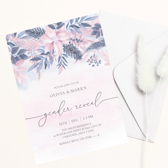 Convites Folhagem Floral Vias de Natal Vias de Gênero (Criador carregado)