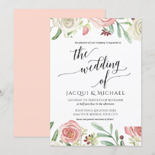 Convites Folhagem Folhagem de Rosas de Casamento Floral de 