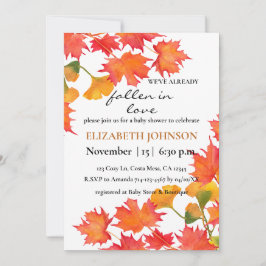 Convites Folhagem Laranja Autumn Gênero Chá de fraldas neut