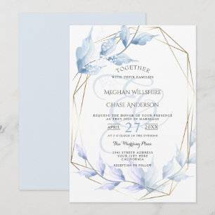 Convites Folhagem Lilac Azul Dusty