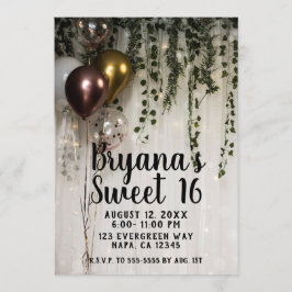 Convites Folhagem Luzes Brancas Rústicas Doce 16