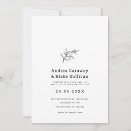Convites Folhagem moderna e simples a preto e branco