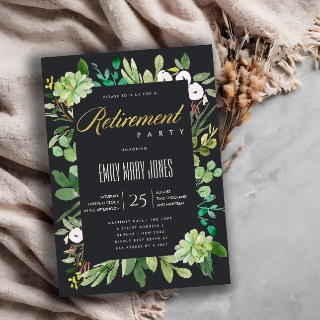 Convites FOLHAGEM SUCULENTA DE EUCALIPTO Aquarela APOSENTAD (Criador carregado)