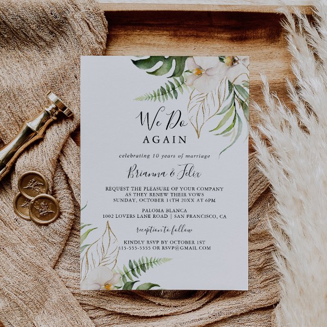 Convites Folhagem Tropical Dourada Que Fazemos Novamente Vo (Criador carregado)