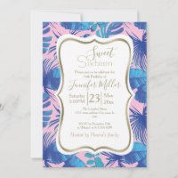 Folhagem tropical rosa e azul personalizada