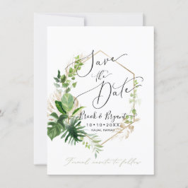 Convites Folhagem Tropical Variegada Save the Date