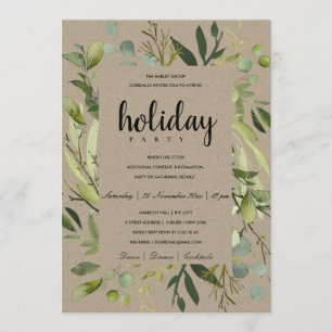 CONVITES FOLHAGEM VERDE CORPORATIVO CINZA FESTA DE NATAL
