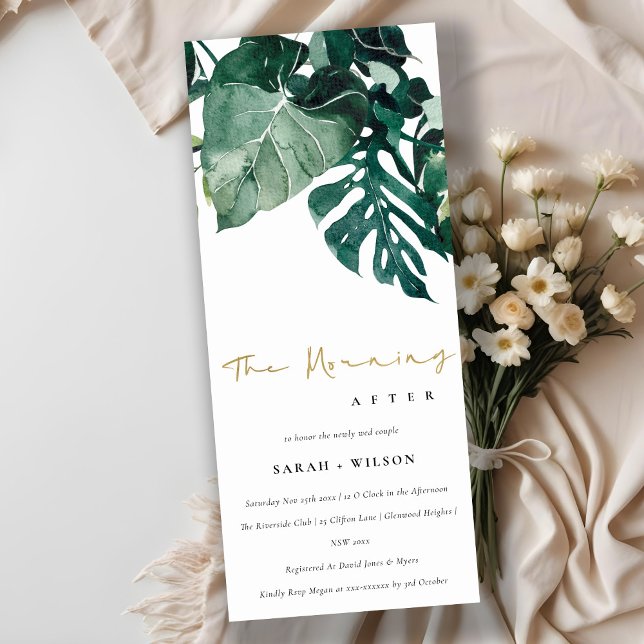 Convites Folhagem Verde De Monstera Tropical Após A Manhã (Criador carregado)